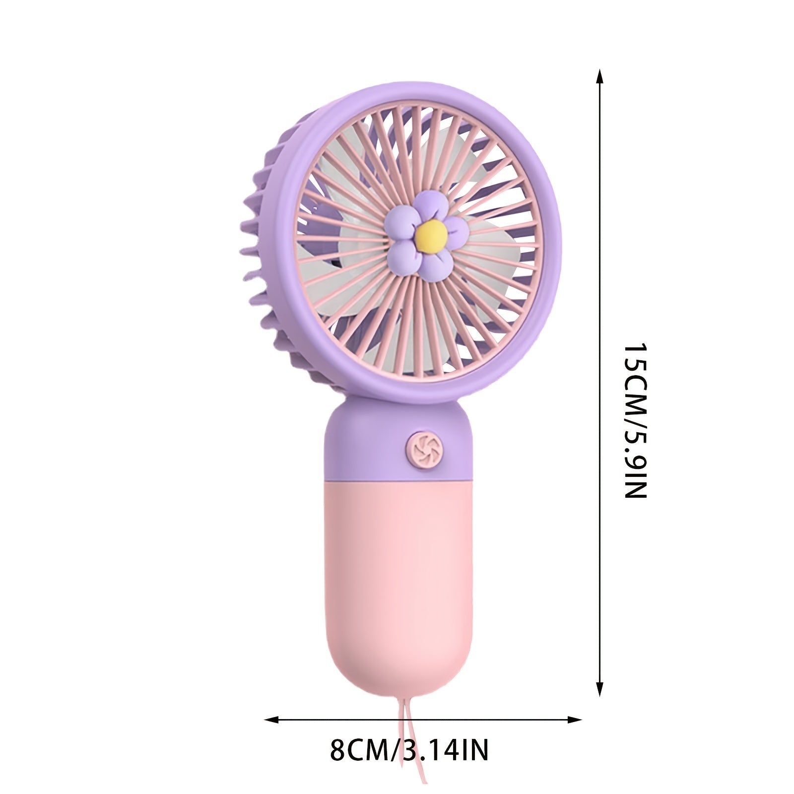Mini Fan Portable Handheld Summer Flower Color Block USB Rechargeable