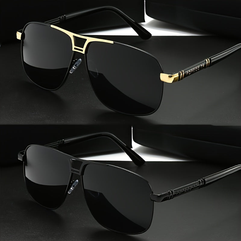 Polarized Driving Sunglasses Set for Men and Women Large Metal Sun Shades for Outdoor Activities