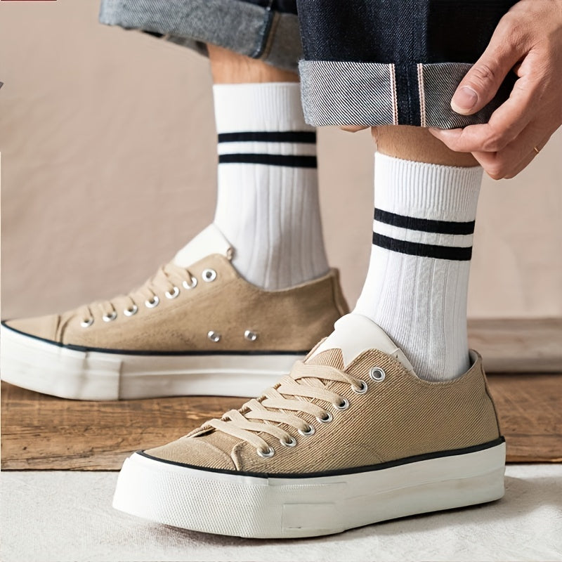 Men's Thickened Striped Knit Socks 6 Pairs All-Season Outdoor Casual