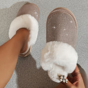 Women's Warm Fleece Lined Flat Slippers Indoor Outdoor Casual Shoes