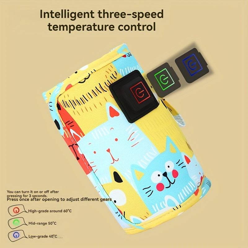 Portable Bottle Warmer with Three Temperature Settings for Home and Outdoor Use Pink Yellow