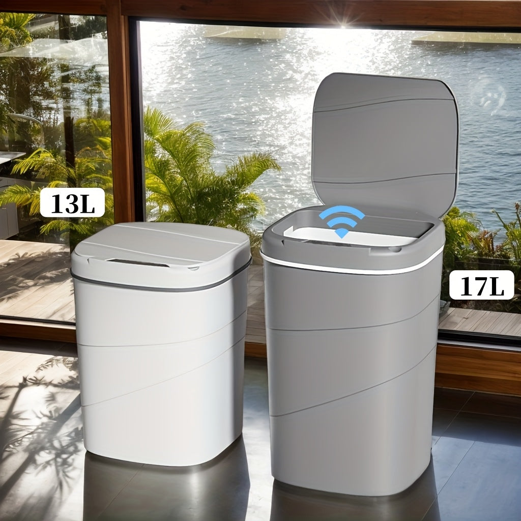 Универсальная мусорная корзина, подходящая для использования на кухне и в ванной, с крышкой, открывающейся по сенсору. Идеально подходит для пищевых отходов и отходов из ванной, таких как бумажные полотенца, волосы и косметика.