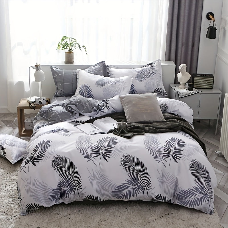 4-Piece Breathable Polyester Bedding Set with Zipper Closure for Bedroom and Living Room