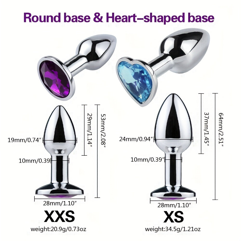 Adult Waterproof Mini Metal Anal Plug with Gemstone Base, Beginner-Friendly
