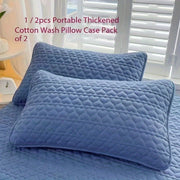 Набор из 2 светло-голубых стеганых наволочек для путешествий, кемпинга, с конвертным закрытием, легкий уход, без выцветания, наполнитель из полиэфирных волокон