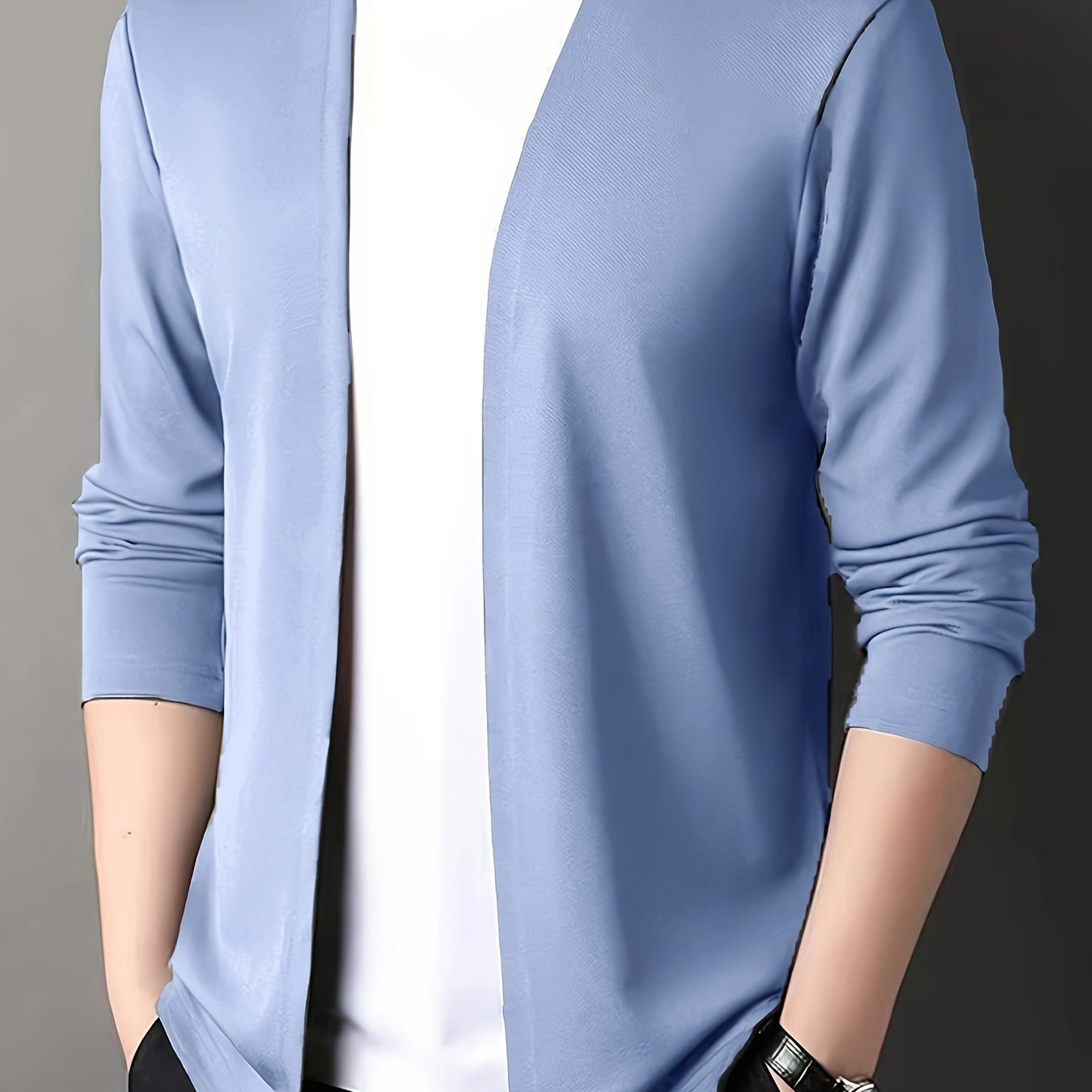Men's Slim Fit Cardigan Long Sleeve Solid Knit Casual Autumn Spring Polyester