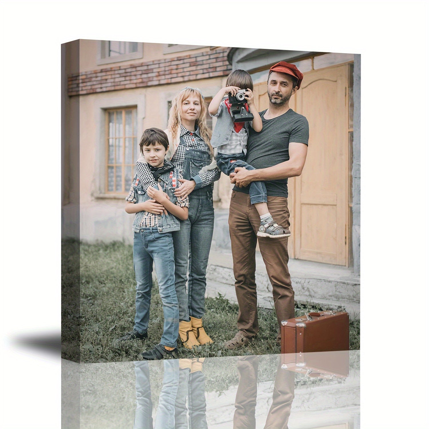 Personalized Wooden Framed Canvas Print for Family Photos Wall Art for Living Room Bedroom Bathroom