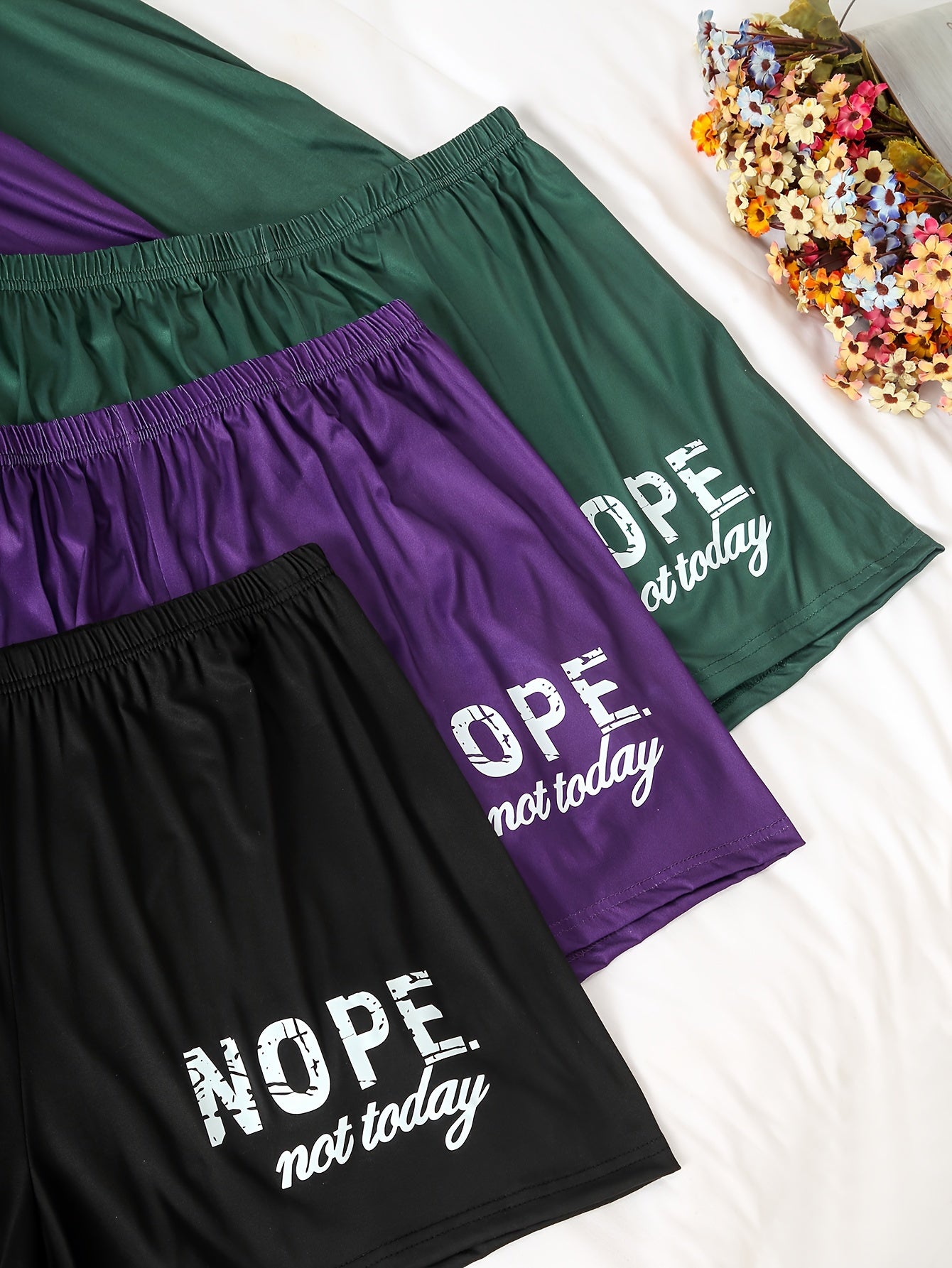 Women's Plus Size Pajama Set Double Short Letter Iron-On Loungewear