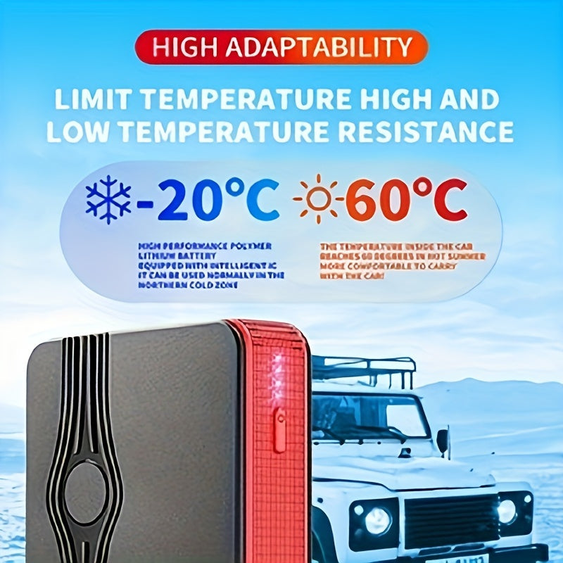 Portable Car Jump Starter with USB Output, Rechargeable Lithium Battery, Red and Black