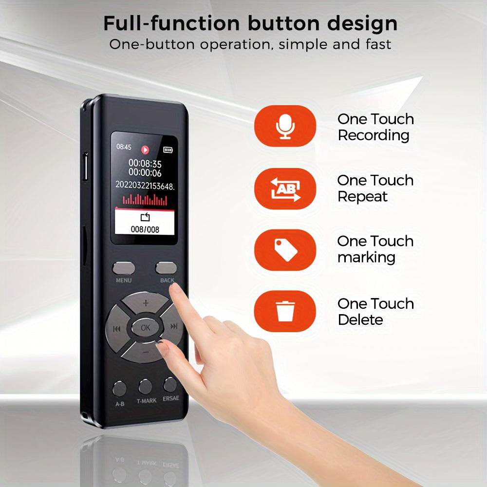 72GB Digital Voice Recorder with Dual Microphones HD Recording Noise Reduction