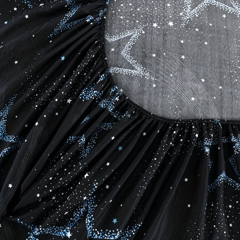 Starry Sky Bedding Set Polyester Twill Fitted Sheet and Pillowcases 30-34cm