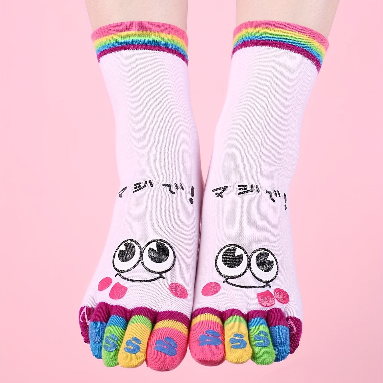 Women’s Cartoon Print Toe Socks for Running and Athletic Activities