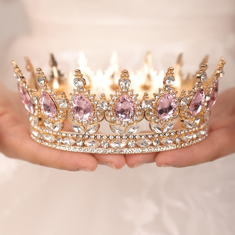 Round Crown Hair Accessory for Princess Bridal Wedding or Birthday