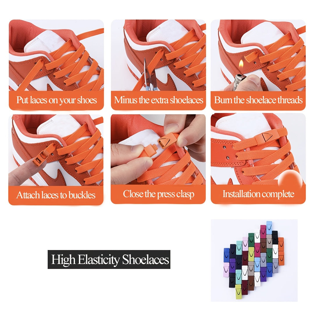 2-Pack Elastic No-Tie Shoe Laces for Sports and Casual Shoes