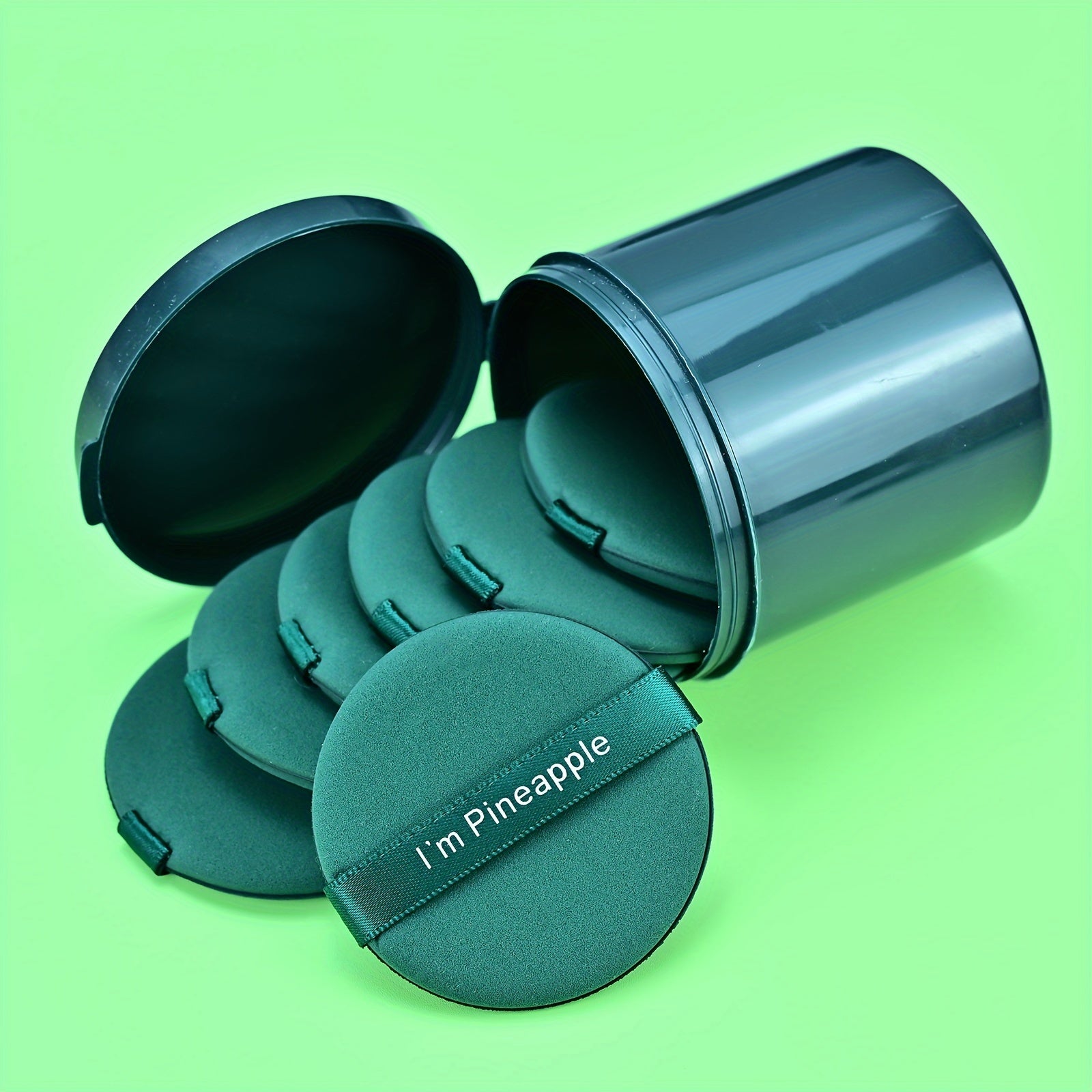 Set de 7 esponjas de maquillaje con estuche de almacenamiento, poliuretano hidrofílico, formas redondas y en forma de lágrima para base en polvo y BB Cream