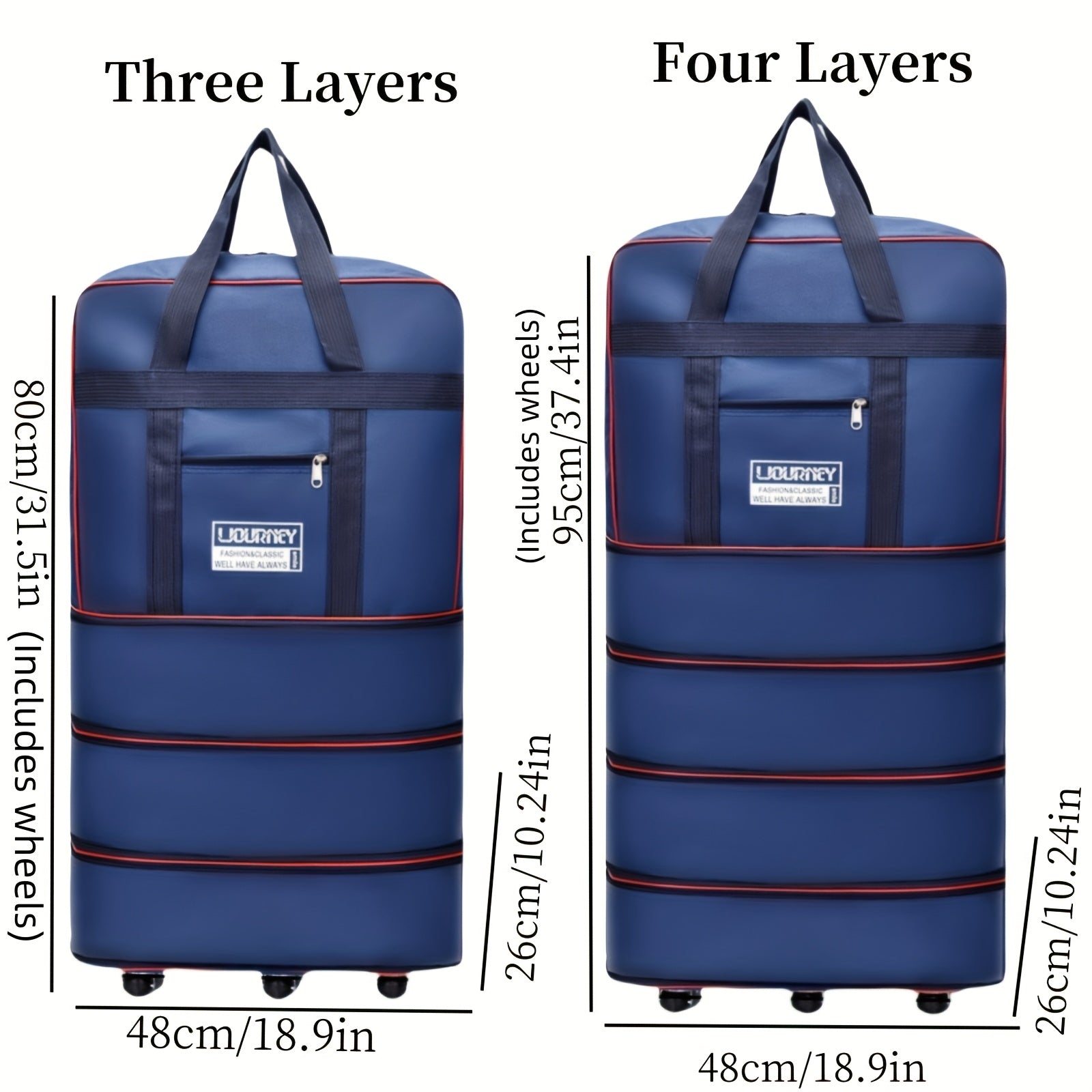Large Capacity Expandable Wheeled Travel Bag with Anti-Static Spinner Wheels and Oxford Cloth