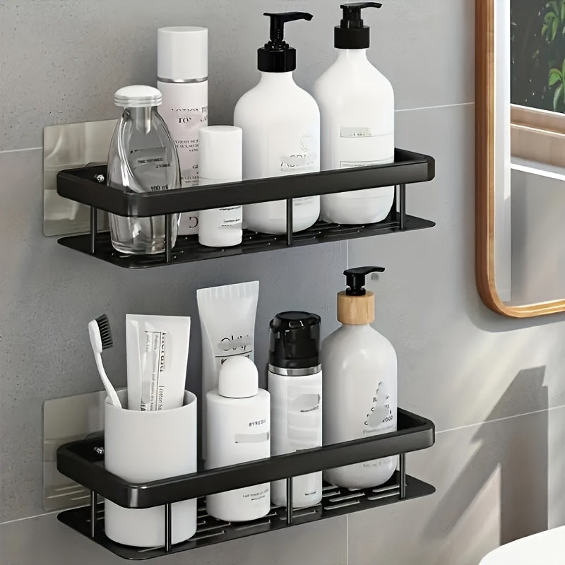 Wall-Mounted Bathroom Organizer Caddy No-Drill Installation Plastic Oil Rubbed Finish