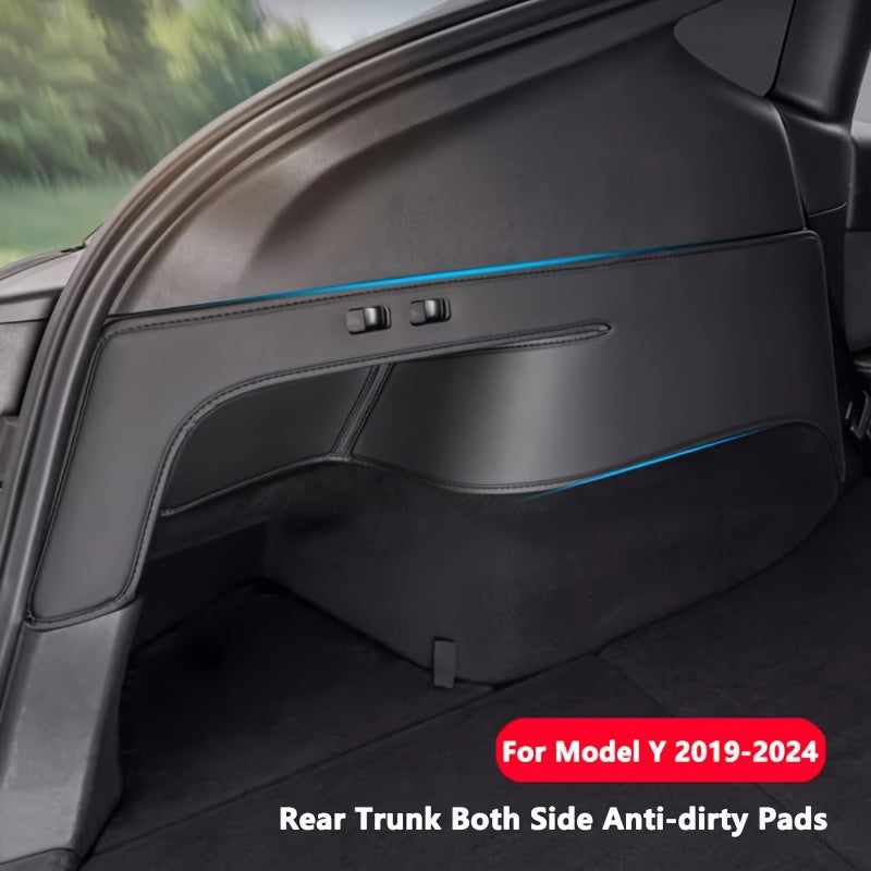 Rear Trunk Side Guards for Tesla Model Y Faux Leather Protector Pads Car Interior Accessories