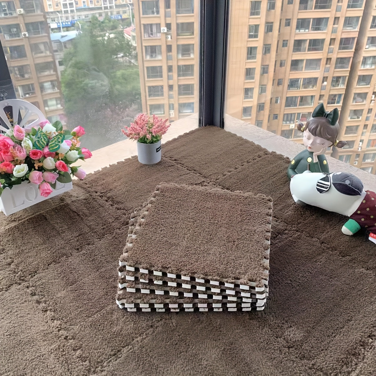 Интерлоковые цветочные коврики из EVA-пены для пола для гостиной, спальни, кабинета, набор из 30 моющихся звукоизоляционных элементов для домашнего декора