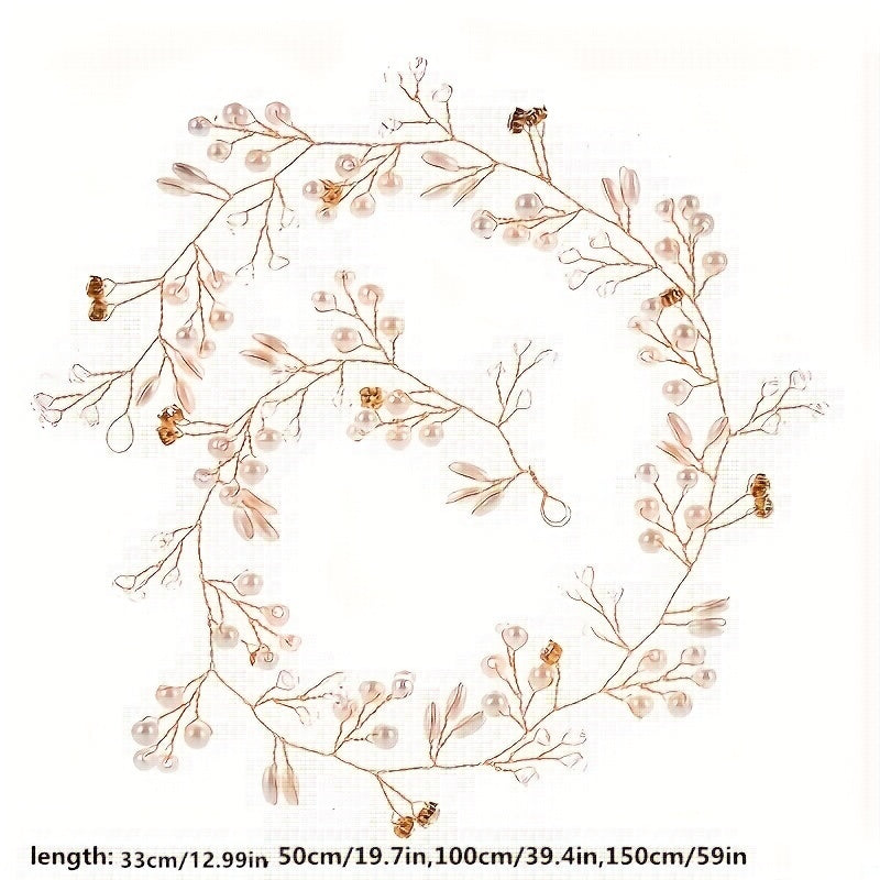 Bridal Headpiece for Weddings with Crystals Faux Pearls Hair Vine Accessories for Women