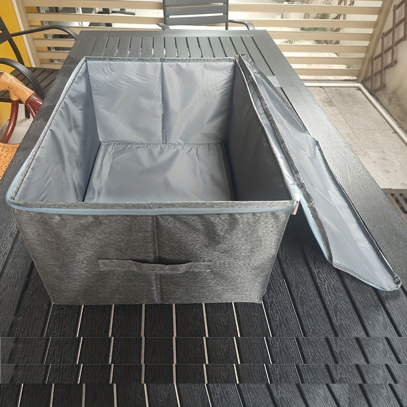 Large Gray Foldable Storage Bags with Reinforced Handles for Clothes and Bedding