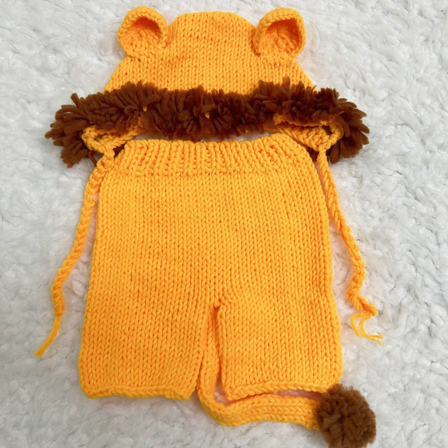 Newborn Baby Girl Soft Knitted Lion Hat and Pants Costume