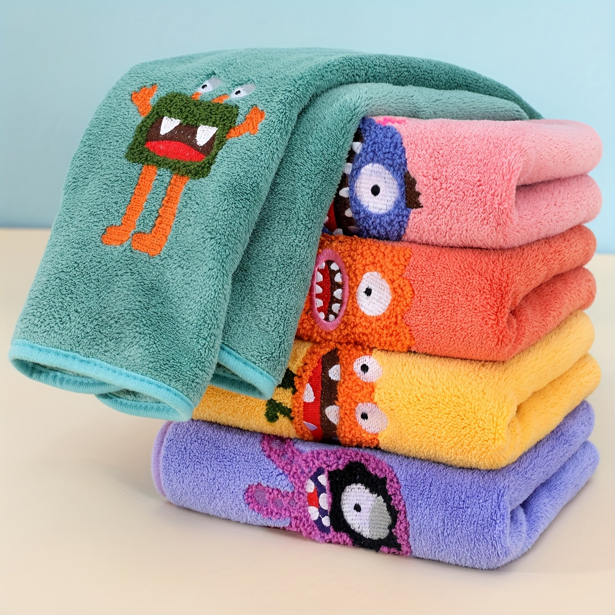 Cartoon Coral Fleece Hand Towels Absorbent Cozy Bathroom Essentials