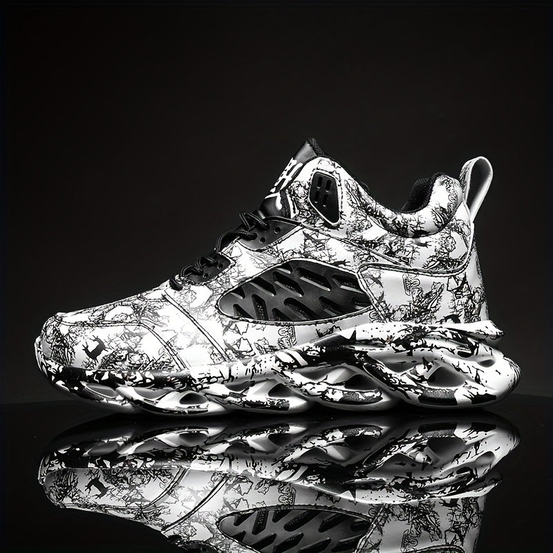 Boys Camouflage Lace-Up Sneakers for Running and Basketball Casual Street Style