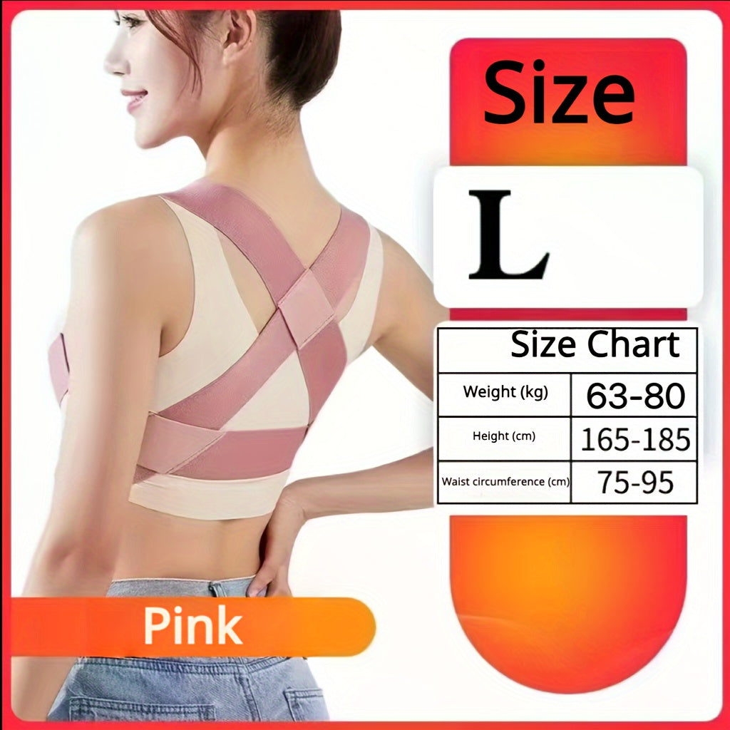 Invisible Back Brace for Hunched Shoulders Posture Support Adjustable Spinal Alignment Black Pink