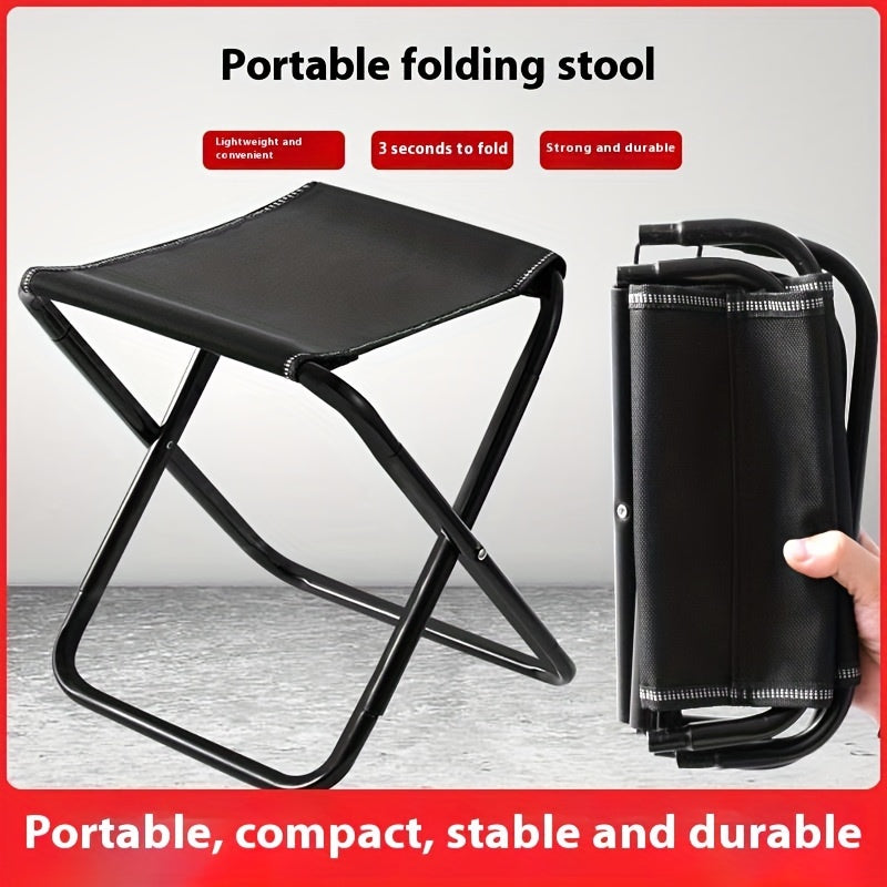 Durable Metal Portable Folding Stool for Camping, Fishing, Travel, Black