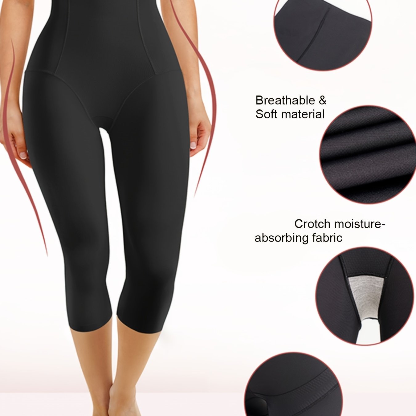 Women's Seamless High Waist Shapewear Shorts Tummy Control Butt Lifter Black Nylon Spandex