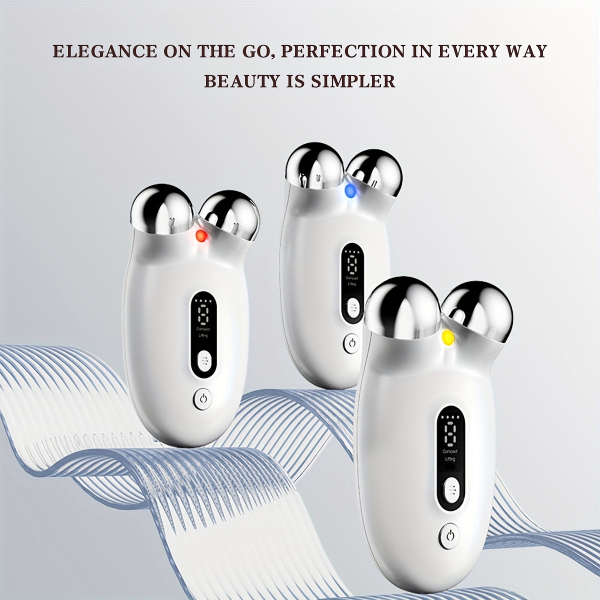 Light Beige USB Rechargeable Face and Neck Massager with 3 Modes and 9 Intensity Levels