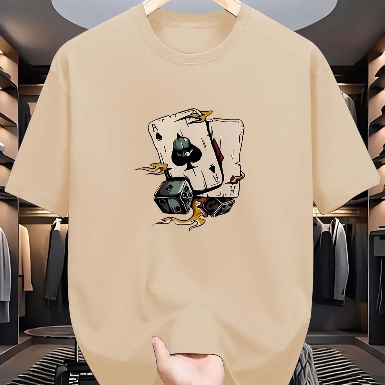 Erkaklar uchun Spades printli futbolka, 100% polyester, yumshoq bo'yin, cho'ziluvchan, yozgi moda, qisqa yeng, oddiy kesim, 180gsm mato.