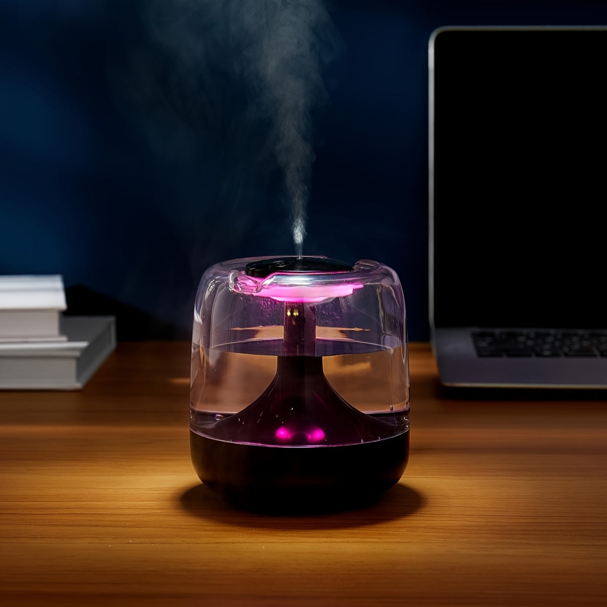 Transparent USB Humidifier with 7-Color Night Light, Silent Mist for Bedroom Office