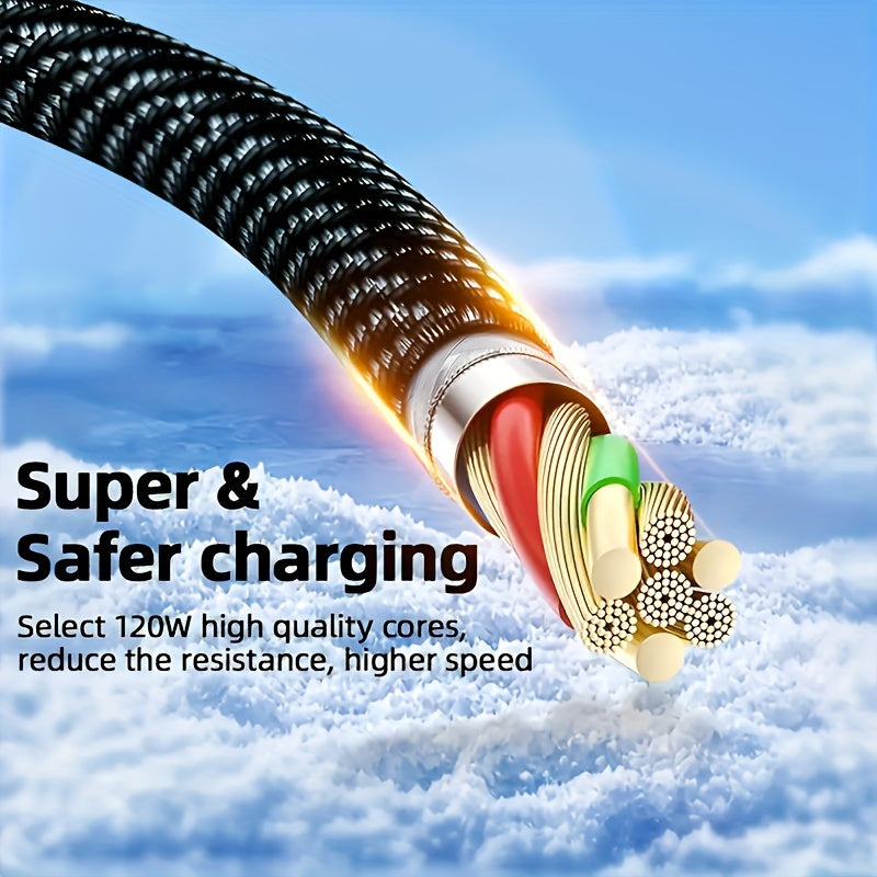 USB A to Type C Fast Charging Cable Flat Design Digital Display Compatible with Huawei Samsung Apple Vivo 50-80W
