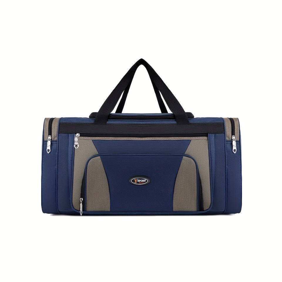 Large Capacity Nylon Travel Bag Black with Zipper Closure and Adjustable Shoulder Strap