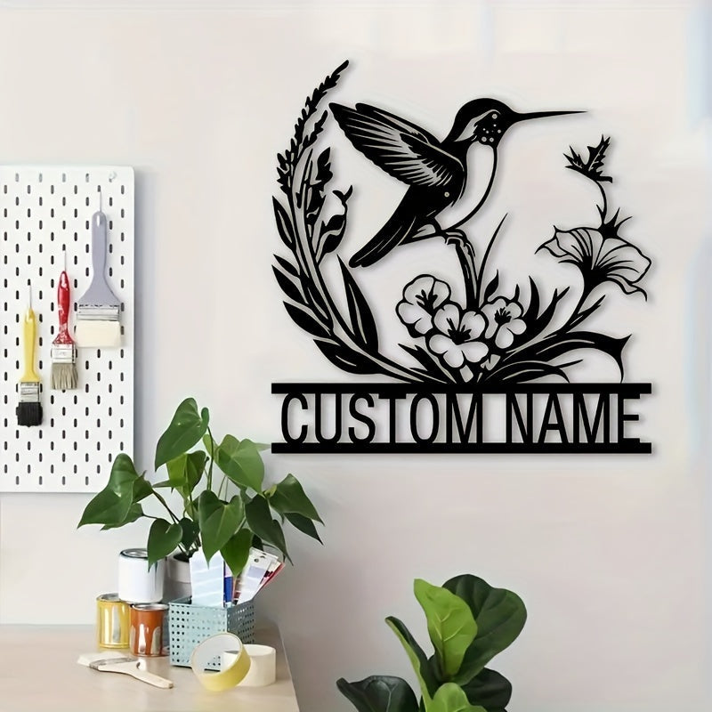 Personalized Metal Bird and Flower Wall Art for Porch or Courtyard Farmhouse Decor