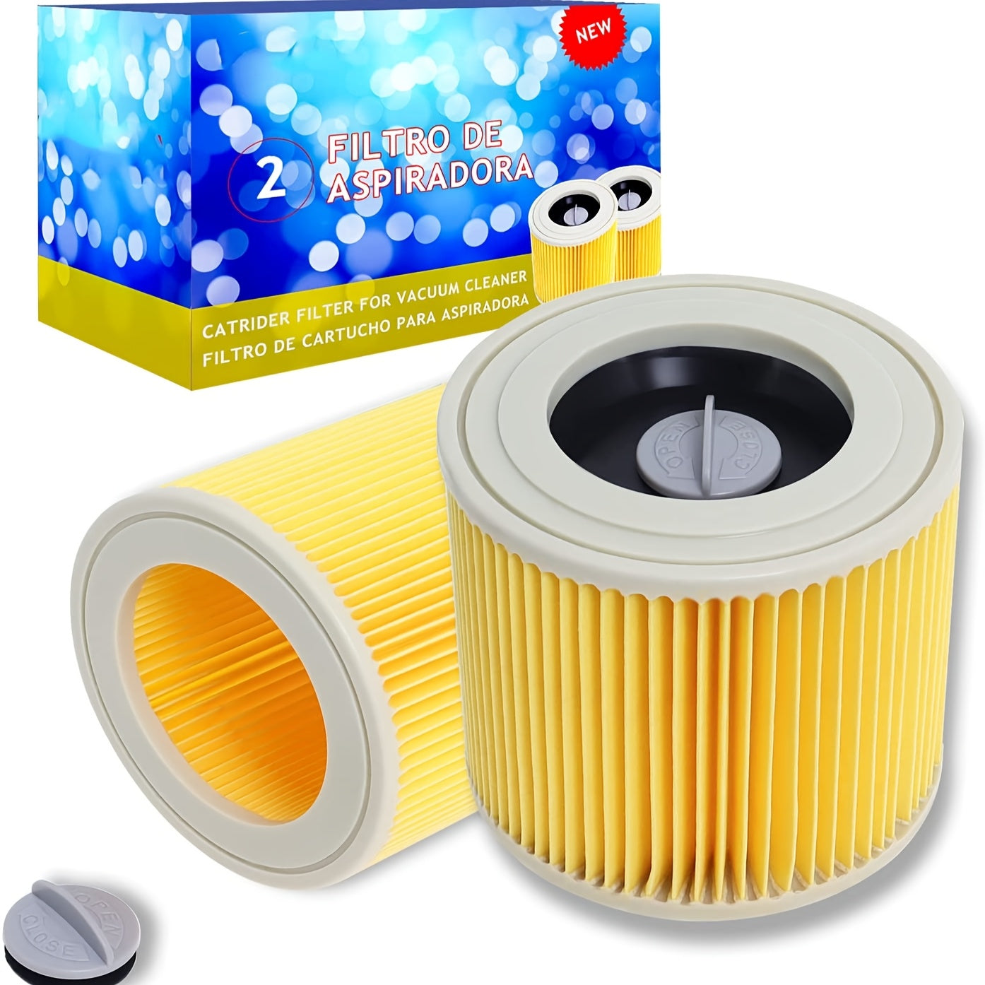 Replacement Cartridge Filter for Wet Dry Vacuum Cleaner Set of 2