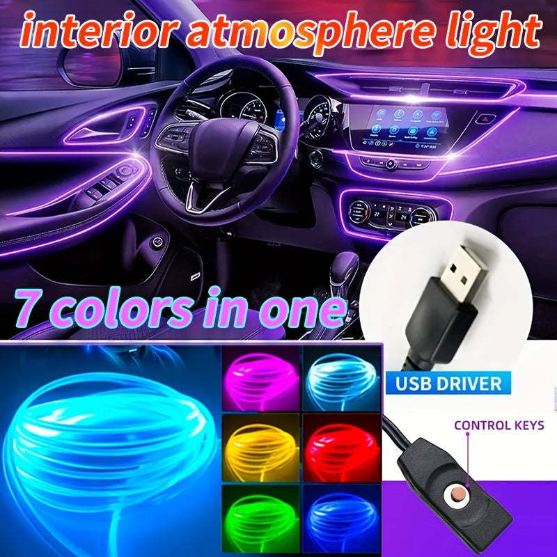 Car Interior LED Strip Lights 7 Colors RGB Flexible Ambient Lighting