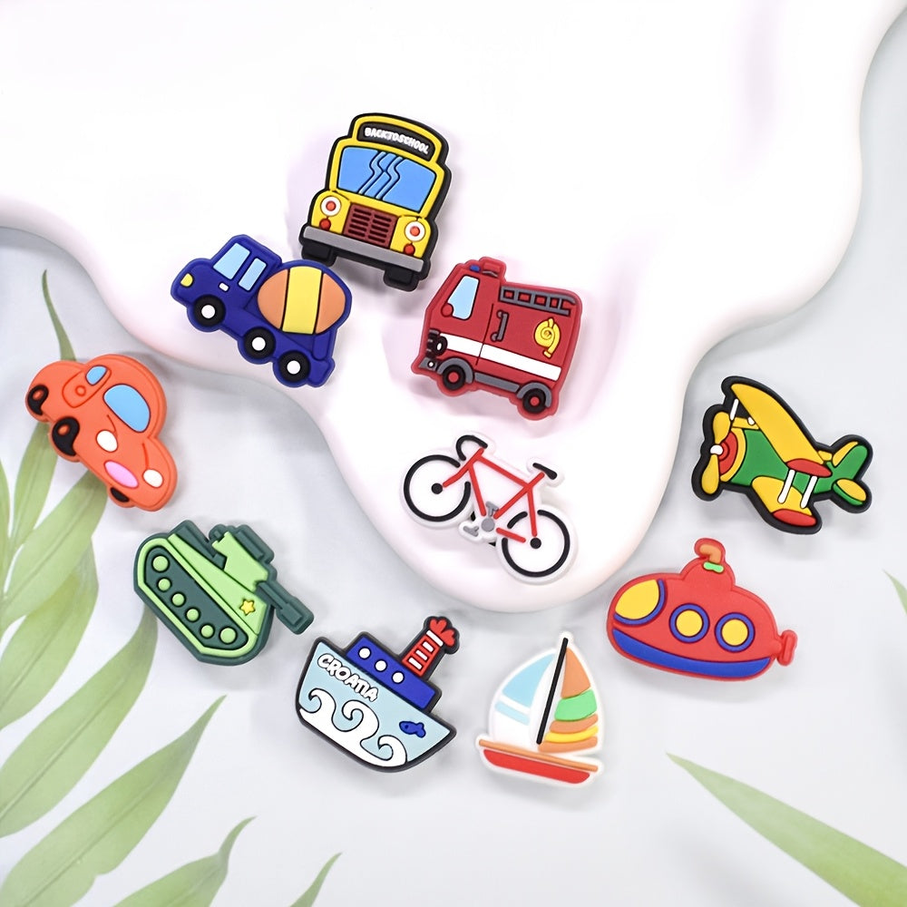 Unisex PVC Shoe Charms Pack of 7-25 Vehicle Boat Airplane Bike Decorations