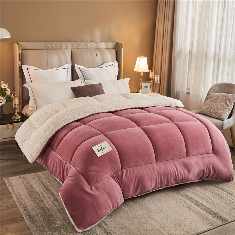 Three-Layer Warm Comforter for Autumn and Winter Queen Size Gray