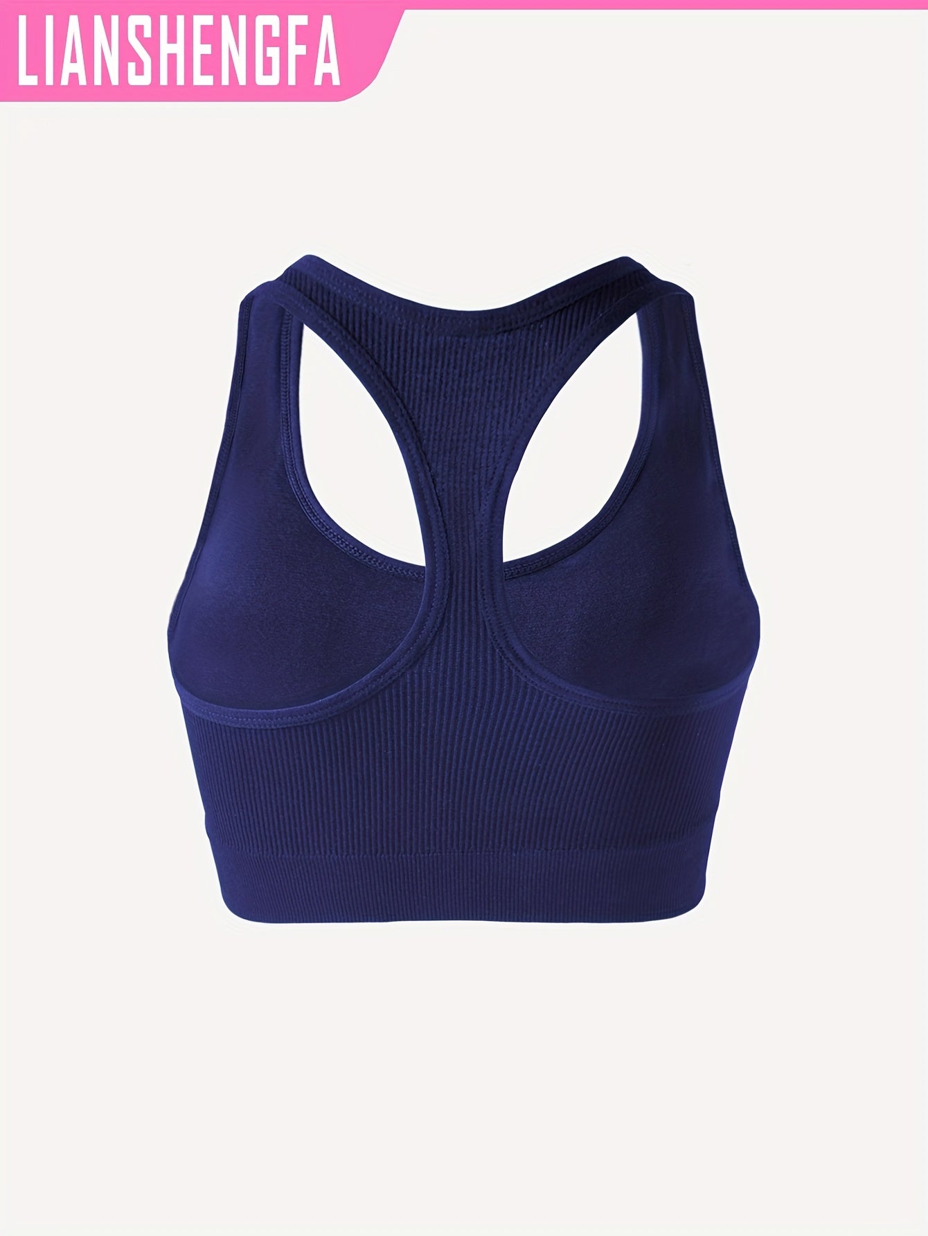 Lianshengfa yuqori elastik sport brassi intensiv mashg'ulotlar uchun, tikuvsiz va zarbaga chidamli, nafas olish uchun poyabzal dizayni bilan.