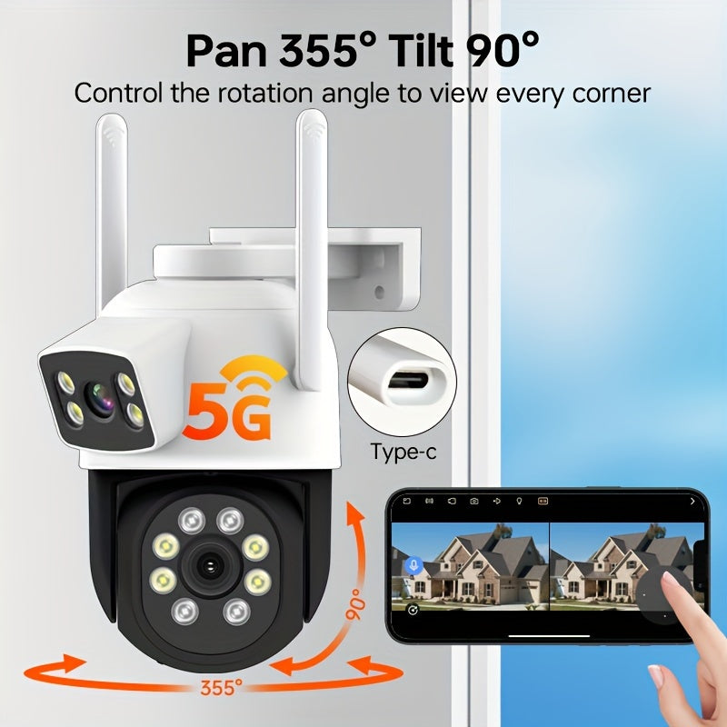 4MP Dual Lens WiFi Security Camera with Human Detection Night Vision Pan Tilt Two-Way Audio