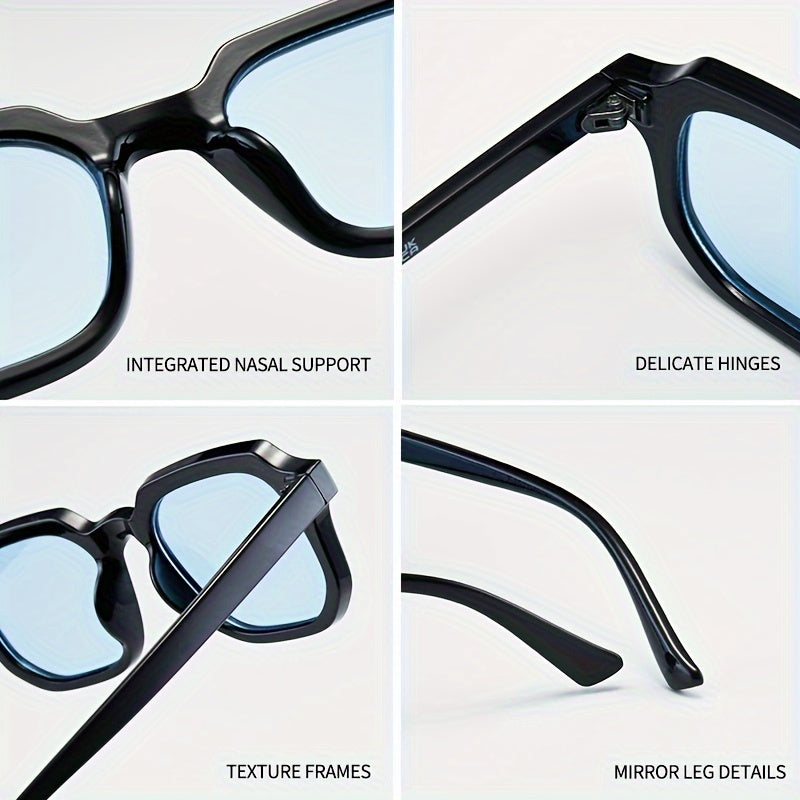 Katta kvadrat moda quyoshdan himoyalovchi ko‘zoynaklar ayollar uchun retro ko‘cha uslubi bilan metall g‘iloflar bilan