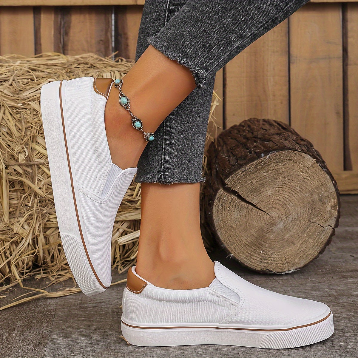 Women's Casual Leather Loafers White Flat Shoes Walking Sneakers