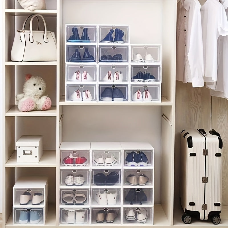 Transparent Plastic Shoe Storage Box with Drawer Waterproof Dustproof Durable Material