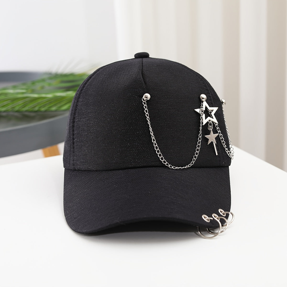 Women's Cotton Baseball Cap with Star Pendant Adjustable Sun Hat Outdoor Headwear