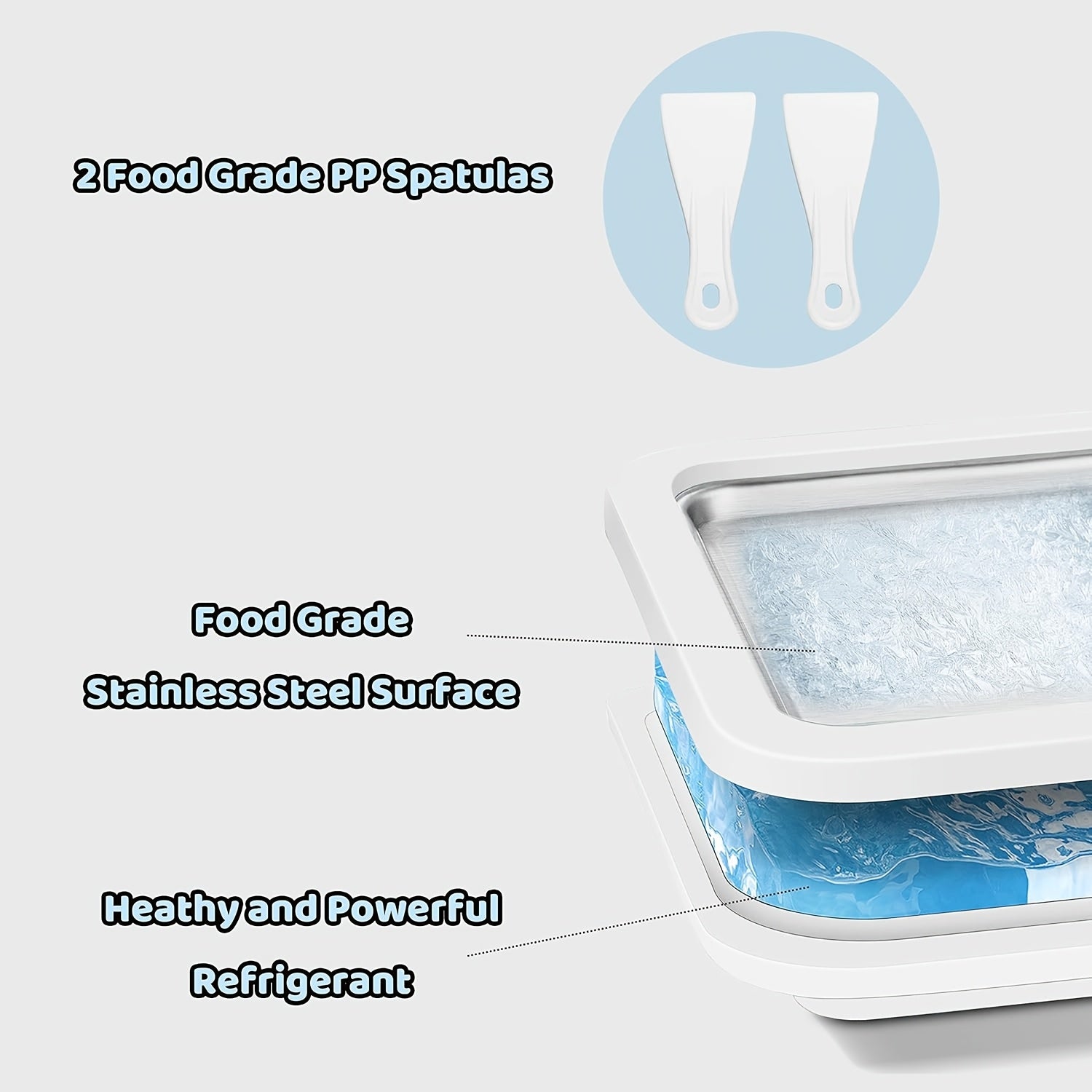 Máquina de helados de acero inoxidable para preparar helados caseros incluye espátulas