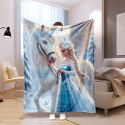 Unicorn Snow and Ice Art Blanket High-Necked Versatile Throw Bed Carpet Towel Quilt