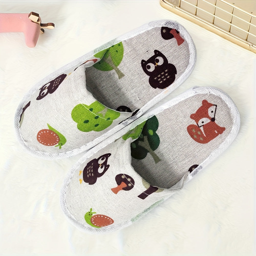 Kids' Cartoon Disposable Slippers Soft Fabric EVA Sole for Home Travel Hotels Camping and Parties
